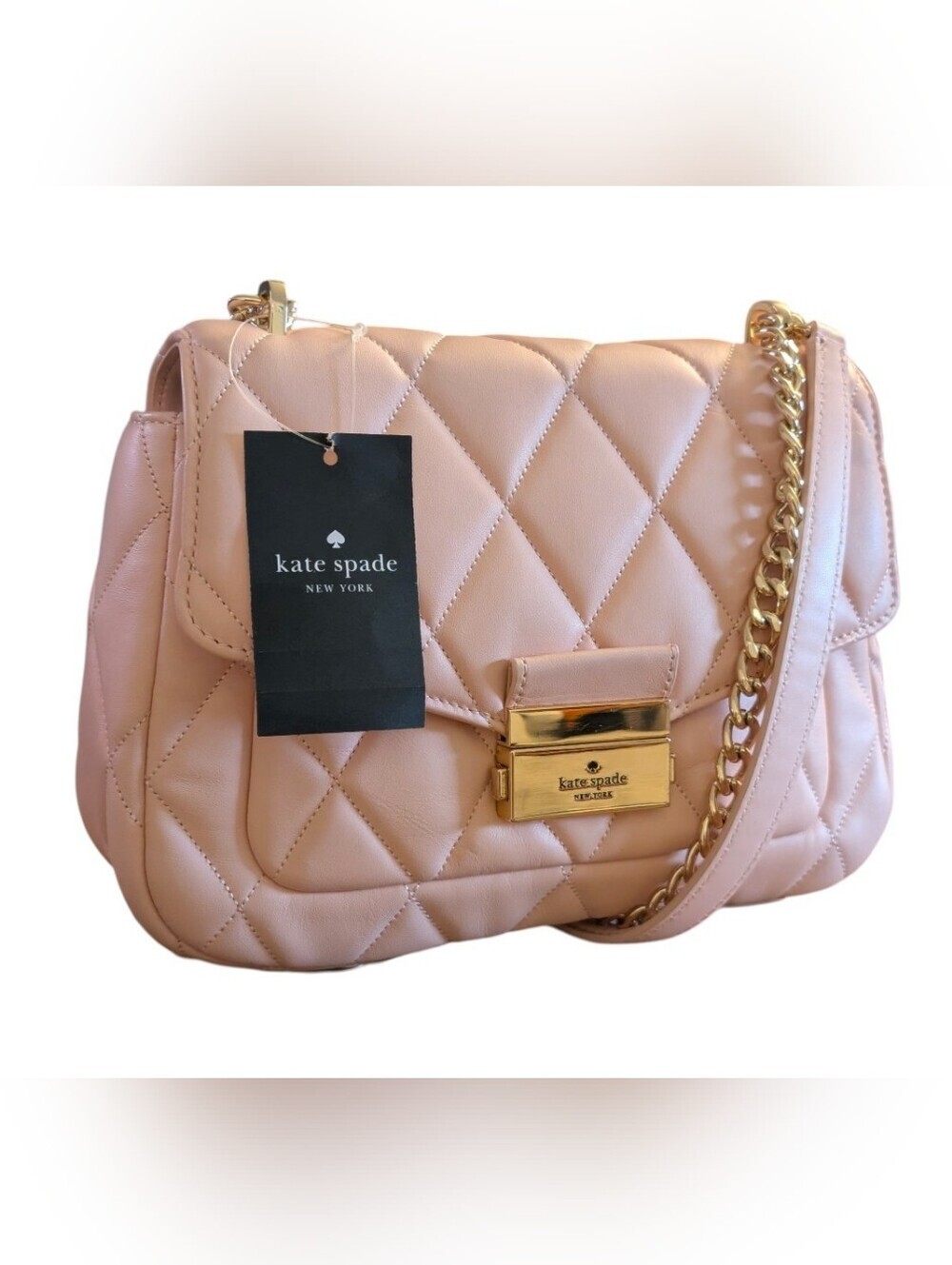 Kate Spade ♠️ New York Carey Quilted Medium Flap Shoulder Bag Light Pink